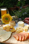 Petite Dejuener cheese tray with Hefe-Weisse beer. Beyond Wonderful Cheese Expert, Mark Todd.