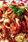 Crab and Shrimp Fettuccini with Tomato Cioppino Sauce recipe.