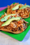 Tostadas Tinga de Pollo authentic Mexican recipe.