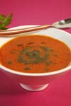 Roasted Tomato-Carrot Soup with Pesto recipe