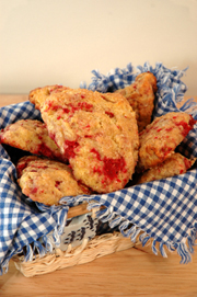 Raspberry-Walnut Scones recipe by Beyond Wonderful Baking Expert, Catherine Christensen. Glorious for brunch, breakfast, tea, and coffee breaks.