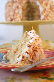 Coconut Layer Cake with 7-Minute retro cake recipe. Beyond Wonderful Baking Expert, Catherine Christensen.