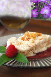 Nougat Glac&eacute; with  Raspberry Coulis dessert recipe.