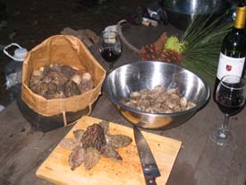 Cooking with morel mushrooms.