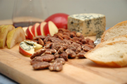 Fourme d&rsquo;Ambert Cheese Tray with  C&ocirc;tes du Rhone Wine. Beyond Wonderful Cheese Expert, Mark "The Cheese Dude" Todd.