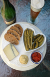 Cheese and Beer Pairing tray recipe: French Morbier Cheese and Saison Farmhouse Ale, by Beyond Wonderful Cheese Expert, Mark Todd.
