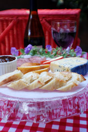 Cheese and Wine Pairing Lesendairy Blue Roomkass Cheese with J. Lohr Beaujolais appetizer cheese tray. Beyond Wonderful Cheese Expert, Mark "The Cheese Dude" Todd.