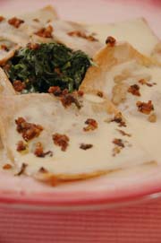 Nettle and Spinach Ravioli with Blue Cheese Cream Sauce and Brown Butter-Walnut Pesto recipe. By Beyond Wonderful Guest Chef, Se&aacute;n Canavan of O'Reilly's Holy Grail restaurant in San Francisco.