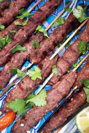 Sheekh Kebabs Indian recipe. International Home Chef, Leela Manilal.