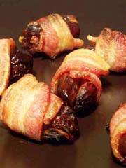 Stuffed, Bacon Wrapped Dates appetizer recipe.