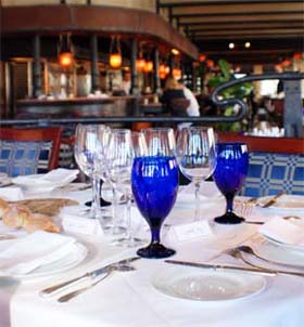 A beautifully set table at the Cooks with Books event at the Boulevard restaurant in San Francisco.