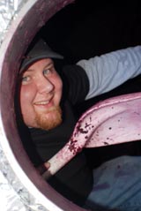 Josh takes a breather from the fermented must.