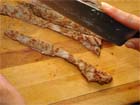 How to slicke cooked steak for Mexican Tacos Bistek.
