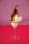 Poires Belle H&eacute;l&egrave;ne (Poached Pears with Chocolate Sauce and Cr&egrave;me Chantilly) Valentine's Day dessert recipe.              