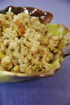 Bread Stuffing recipe for roast turkey by Linda Carucci. Thanksgiving holiday dinner feast.