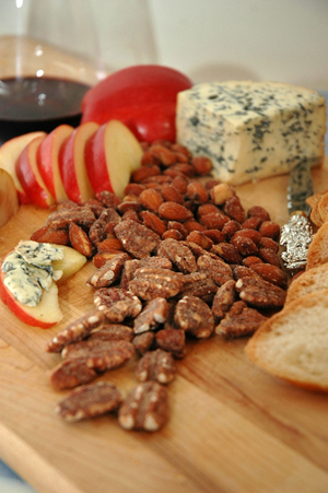 Cheese and Wine Pairing Fourme d'Ambert Cheese Tray with C&ocirc;tes du Rhone Wine. Beyond Wonderful Cheese Expert, Mark "The Cheese Dude"" Todd. 