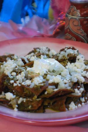 Authentic Mexican Chilaquiles Pobalno with Chicken recipe.
