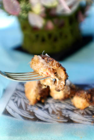 Morel Mushrooms Stuffed with Crab and Gruyere Cheese recipe.