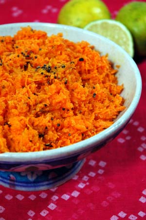 Gujarat Carrot Salad with Mustard Seeds and Lime Indian recipe