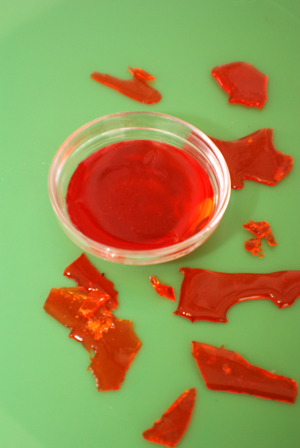 Candy shards recipe for the Amazing Erupting Volcano Cake.
